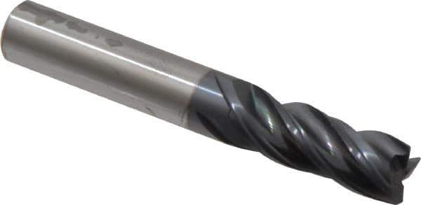 Accupro - 3/8", 4 Flute, Single End, Solid Carbide, Corner Chamfer End Mill - 2-1/2" OAL, Right Hand Flute, 1" LOC, Right Hand Cut - USA Tool & Supply