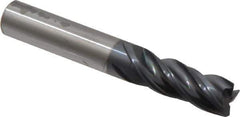 Accupro - 3/8", 4 Flute, Single End, Solid Carbide, Corner Chamfer End Mill - 2-1/2" OAL, Right Hand Flute, 1" LOC, Right Hand Cut - USA Tool & Supply