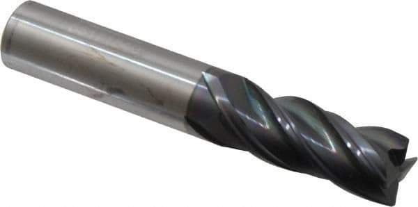 Accupro - 1/2", 4 Flute, Single End, Solid Carbide, Corner Chamfer End Mill - 3" OAL, Right Hand Flute, 1-1/4" LOC, Right Hand Cut - USA Tool & Supply