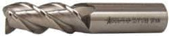 Accupro - 3/4", 1-5/8" LOC, 3/4" Shank Diam, 3-7/8" OAL, 3 Flute, Powdered Metal Square End Mill - Single End, Uncoated, Spiral Flute, 45° Helix, Centercutting, Right Hand Cut, Right Hand Flute - USA Tool & Supply