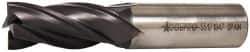 Accupro - 3/4", 1-5/8" LOC, 3/4" Shank Diam, 3-7/8" OAL, 4 Flute, Powdered Metal Square End Mill - Single End, TiAlN Finish, Spiral Flute, 30° Helix, Centercutting, Right Hand Cut, Right Hand Flute - USA Tool & Supply