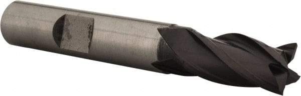 Accupro - 3/8", 3/4" LOC, 3/8" Shank Diam, 2-1/2" OAL, 4 Flute, Powdered Metal Square End Mill - Single End, TiAlN Finish, Spiral Flute, 30° Helix, Centercutting, Right Hand Cut, Right Hand Flute - USA Tool & Supply