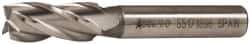 Accupro - 7/16", 1" LOC, 3/8" Shank Diam, 2-11/16" OAL, 4 Flute, Powdered Metal Square End Mill - Single End, Uncoated, Spiral Flute, 30° Helix, Centercutting, Right Hand Cut, Right Hand Flute - USA Tool & Supply