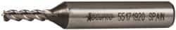 Accupro - 5/32", 3/8" LOC, 3/8" Shank Diam, 2-3/8" OAL, 3 Flute, Powdered Metal Square End Mill - Single End, Uncoated, Spiral Flute, 45° Helix, Centercutting, Right Hand Cut, Right Hand Flute - USA Tool & Supply