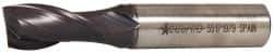 Accupro - 5/8", 1-5/16" LOC, 5/8" Shank Diam, 3-7/16" OAL, 2 Flute, Powdered Metal Square End Mill - Single End, TiAlN Finish, Spiral Flute, 30° Helix, Centercutting, Right Hand Cut, Right Hand Flute - USA Tool & Supply