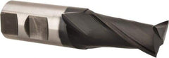 Accupro - 1", 1-5/8" LOC, 1" Shank Diam, 4-1/8" OAL, 2 Flute, Powdered Metal Square End Mill - Single End, TiAlN Finish, Spiral Flute, 30° Helix, Centercutting, Right Hand Cut, Right Hand Flute - USA Tool & Supply