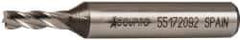 Accupro - 3/16", 1/2" LOC, 3/8" Shank Diam, 2-3/8" OAL, 4 Flute, Powdered Metal Square End Mill - Single End, Uncoated, Spiral Flute, 30° Helix, Centercutting, Right Hand Cut, Right Hand Flute - USA Tool & Supply