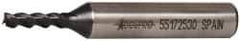 Accupro - 5/32", 3/8" LOC, 3/8" Shank Diam, 2-3/8" OAL, 3 Flute, Powdered Metal Square End Mill - Single End, TiAlN Finish, Spiral Flute, 45° Helix, Centercutting, Right Hand Cut, Right Hand Flute - USA Tool & Supply