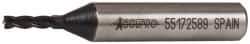 Accupro - 1/8", 3/8" LOC, 3/8" Shank Diam, 2-5/16" OAL, 4 Flute, Powdered Metal Square End Mill - Single End, TiAlN Finish, Spiral Flute, 30° Helix, Centercutting, Right Hand Cut, Right Hand Flute - USA Tool & Supply