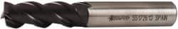 Accupro - 1/2", 1-1/4" LOC, 1/2" Shank Diam, 3-1/4" OAL, 3 Flute, Powdered Metal Square End Mill - Single End, TiAlN Finish, Spiral Flute, 45° Helix, Centercutting, Right Hand Cut, Right Hand Flute - USA Tool & Supply