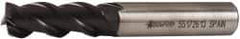 Accupro - 1/2", 1-1/4" LOC, 1/2" Shank Diam, 3-1/4" OAL, 3 Flute, Powdered Metal Square End Mill - Single End, TiAlN Finish, Spiral Flute, 45° Helix, Centercutting, Right Hand Cut, Right Hand Flute - USA Tool & Supply