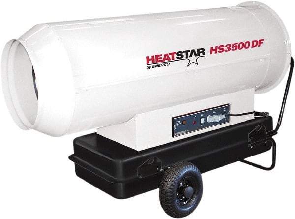 Heatstar - 360,000 BTU Rating, Kerosene Forced Air Heater - 1,750 Sq Ft Max Heating Area, 27.7 Gal Capacity, Fuel with Diesel, Kerosene, JP-8 & Jet8 - USA Tool & Supply