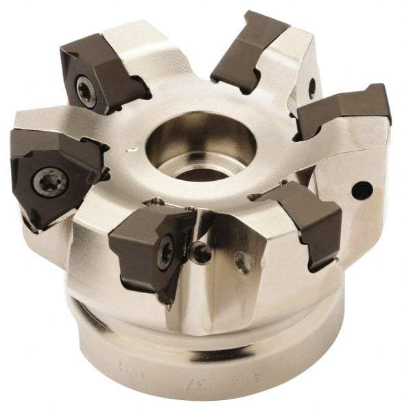 Seco - 11 Inserts, 100mm Cut Diam, 32mm Arbor Diam, 7.5mm Max Depth of Cut, Indexable Square-Shoulder Face Mill - 0/90° Lead Angle, 50mm High, XNEX 0806.. Insert Compatibility, Through Coolant, Series Square 6 - USA Tool & Supply