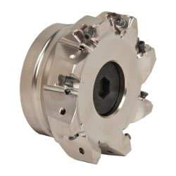 Seco - 8 Inserts, 4" Cut Diam, 1-1/2" Arbor Diam, 0.295" Max Depth of Cut, Indexable Square-Shoulder Face Mill - 0/90° Lead Angle, 1.97" High, XNEX 0806.. Insert Compatibility, Through Coolant, Series Square 6 - USA Tool & Supply
