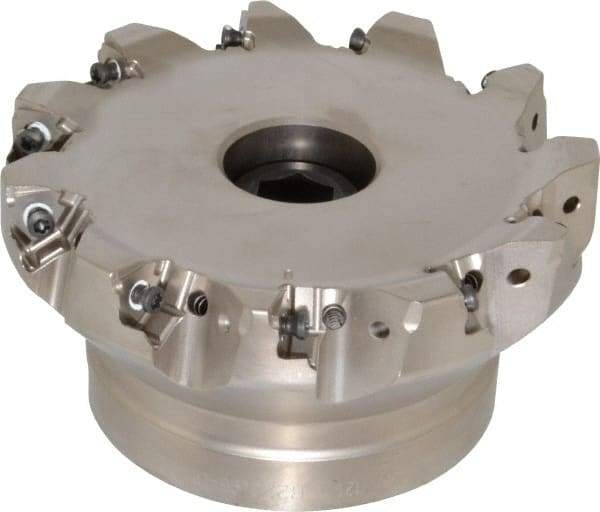 Seco - 11 Inserts, 5" Cut Diam, 1-1/2" Arbor Diam, 0.295" Max Depth of Cut, Indexable Square-Shoulder Face Mill - 0/90° Lead Angle, 2.48" High, XNEX 0806.. Insert Compatibility, Through Coolant, Series Square 6 - USA Tool & Supply