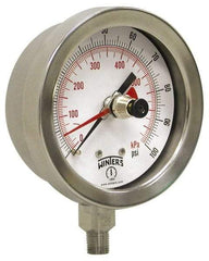 Winters - 2-1/2" Dial, 1/4 Thread, 0-60 Scale Range, Pressure Gauge - Lower Connection Mount, Accurate to 1% of Scale - USA Tool & Supply