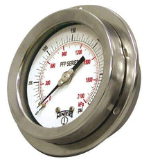 Winters - 2-1/2" Dial, 1/4 Thread, 0-30 Scale Range, Pressure Gauge - Front Flange Panel Mount, Center Back Connection Mount, Accurate to 1.6% of Scale - USA Tool & Supply