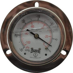 Winters - 2-1/2" Dial, 1/4 Thread, 30 Scale Range, Pressure Gauge - Front Flange Panel Mount, Center Back Connection Mount, Accurate to 1.6% of Scale - USA Tool & Supply