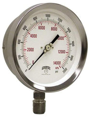 Winters - 4" Dial, 1/4 Thread, 30-0-60 Scale Range, Pressure Gauge - Lower Connection Mount, Accurate to 1% of Scale - USA Tool & Supply