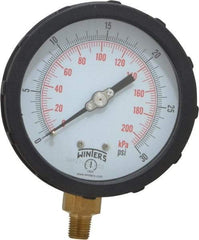 Winters - 4" Dial, 1/4 Thread, 0-30 Scale Range, Pressure Gauge - Lower Connection Mount, Accurate to 1% of Scale - USA Tool & Supply