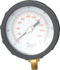 Winters - 4" Dial, 1/4 Thread, 0-300 Scale Range, Pressure Gauge - Lower Connection Mount, Accurate to 1% of Scale - USA Tool & Supply