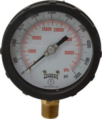 Winters - 4" Dial, 1/2 Thread, 0-5,000 Scale Range, Pressure Gauge - Lower Connection Mount, Accurate to 1% of Scale - USA Tool & Supply
