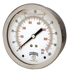 Winters - 1-1/2" Dial, 1/8 Thread, 0-30 Scale Range, Pressure Gauge - Center Back Connection Mount, Accurate to 2.5% of Scale - USA Tool & Supply