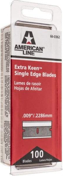 American Line - Knife Blades - .009" EXTRA KEEN 100PK SINGLE EDGE BLADE - USA Tool & Supply