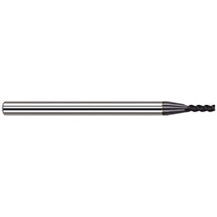 Corner Radius End Mill: 0.0118″ Dia, 0.0354″ LOC, 3 Flutes, Solid Carbide 37 ° Helix, AlTiN Coated, Corner Radius End