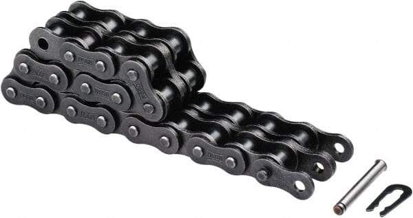 U.S. Tsubaki - 3/4" Pitch, ANSI 60, Solid Roller Chain - Chain No. 60, 17,868 Lb. Capacity, 15/32" Roller Diam, 1/2" Roller Width - USA Tool & Supply