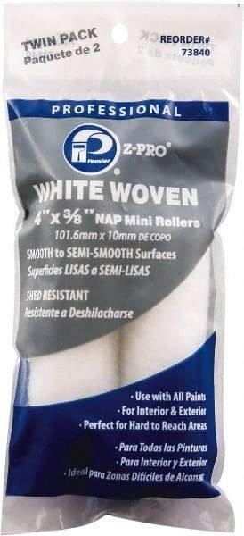 Premier Paint Roller - 3/8" Nap, 4" Wide Paint Mini Roller Covers - Semi-Smooth Texture, Woven - USA Tool & Supply