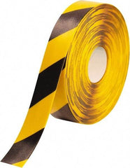 PRO-SAFE - Black & Yellow Striped PVC Tape - 2" Wide x 100' Long x 50 mil Thick, General Traffic - USA Tool & Supply