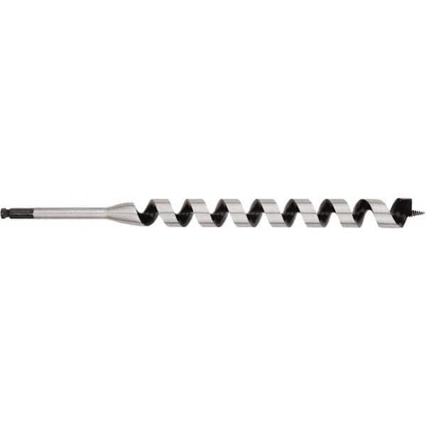 Irwin - 1-1/4", 7/16" Diam Hex Shank, 17" Overall Length with 15" Twist, Ship Auger Bit - USA Tool & Supply