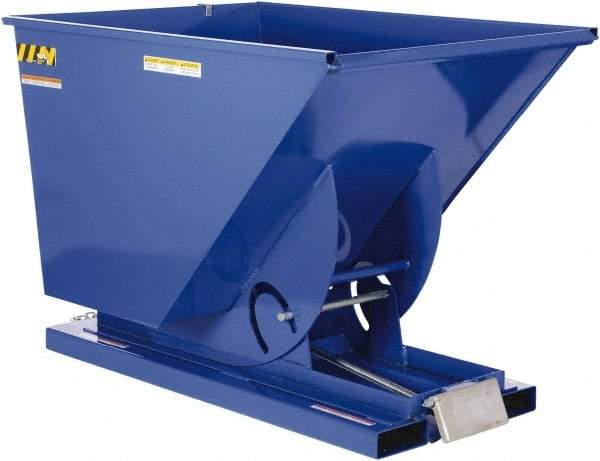 Vestil - 4,000 Lb Load Capacity, 1-1/2 Cu Yd, Steel Self-Dumping Hopper - 43-9/16" Wide x 68-3/8" Long x 51-13/16" High, Blue - USA Tool & Supply