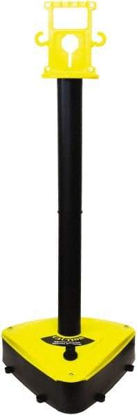 PRO-SAFE - 46-1/2" High, 3" Pole Diam, Warning Post - 55-1/4" Base Diam, Triangle Plastic Base, Black & Yellow Plastic Post, For Outdoor Use - USA Tool & Supply