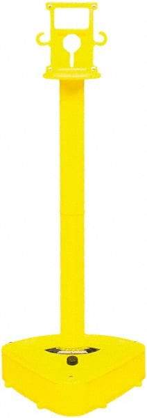 PRO-SAFE - 46-1/2" High, 3" Pole Diam, Warning Post - 55-1/4" Base Diam, Triangle Plastic Base, Yellow Plastic Post, For Outdoor Use - USA Tool & Supply