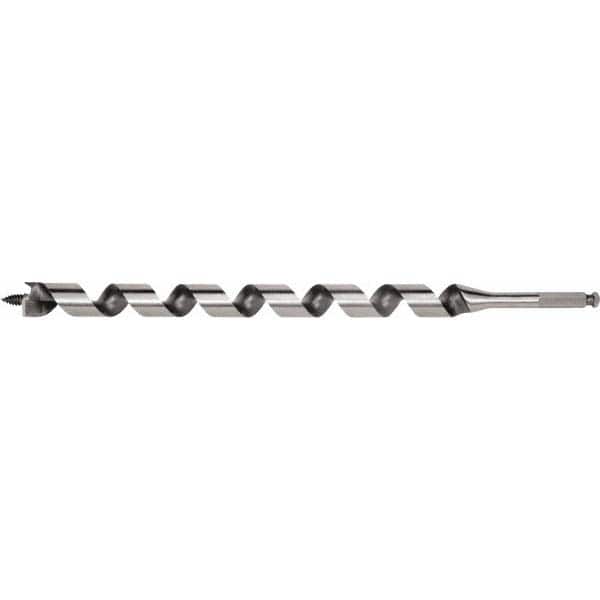 Irwin - 1-1/16", 7/16" Diam Hex Shank, 18" Overall Length with 15" Twist, Utility Auger Bit - USA Tool & Supply