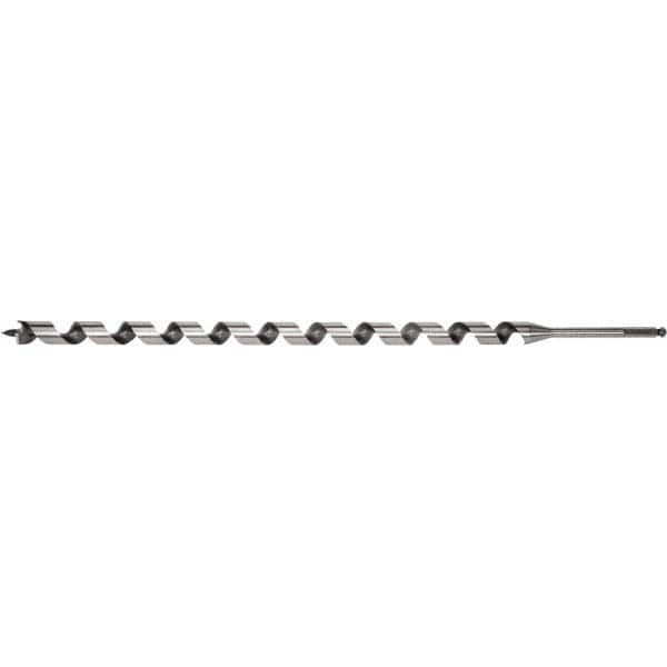 Irwin - 15/16", 7/16" Diam Hex Shank, 29" Overall Length with 24" Twist, Utility Auger Bit - USA Tool & Supply