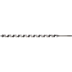 1″, 7/16″ Diam Hex Shank, 29″ Overall Length with 24″ Twist, Utility Auger Bit Screw Point, High Speed Steel, Bright Finish, Extendable