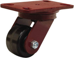 Hamilton - 3-1/4" Diam x 2" Wide x 5-1/4" OAH Top Plate Mount Swivel Caster - Phenolic, 700 Lb Capacity, Straight Roller Bearing, 4-1/2 x 6-1/2" Plate - USA Tool & Supply
