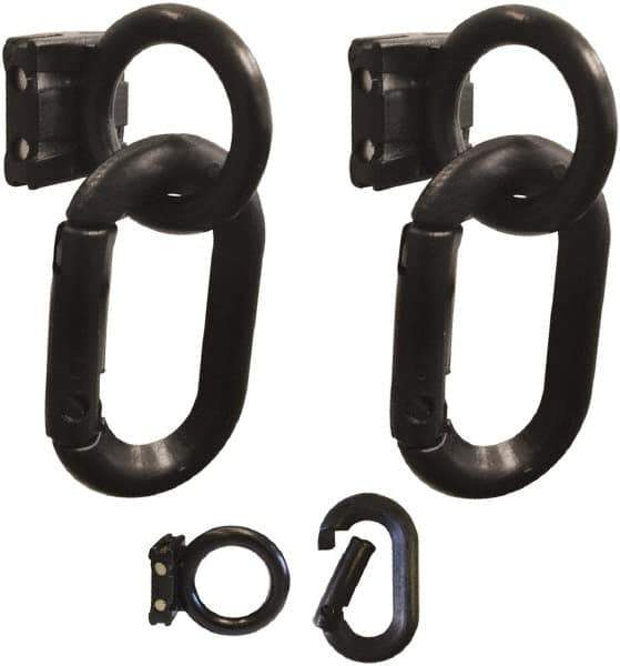 PRO-SAFE - 1-1/2" High x 4" Long x 1-1/4" Wide Barrier Magnet Carabiner Kit - Matte Finish, Black, Use with Plastic Chain - USA Tool & Supply