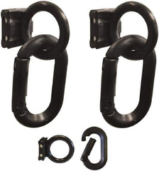 PRO-SAFE - 1-1/2" High x 4" Long x 1-1/4" Wide Barrier Magnet Carabiner Kit - Matte Finish, Black, Use with Plastic Chain - USA Tool & Supply