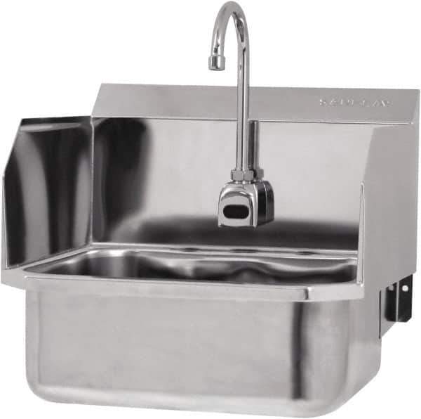 SANI-LAV - 17" Long x 14" Wide Inside, 1 Compartment, Grade 304 Stainless Steel Hands Free Hand Sink - 18 Gauge, 19" Long x 18" Wide x 21" High Outside, 7" Deep - USA Tool & Supply