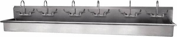 SANI-LAV - 117" Long x 16-1/2" Wide Inside, 1 Compartment, Grade 304 Stainless Steel Hand Sink - 16 Gauge, 120" Long x 20" Wide x 18" High Outside, 8" Deep - USA Tool & Supply