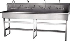 SANI-LAV - 77" Long x 16-1/2" Wide Inside, 1 Compartment, Grade 304 Stainless Steel Hand Sink-Pedestal Mount - 16 Gauge, 80" Long x 20" Wide x 45" High Outside, 8" Deep - USA Tool & Supply