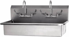 SANI-LAV - 37" Long x 16-1/2" Wide Inside, 1 Compartment, Grade 304 Stainless Steel Hand Sink-Wall Mount - 16 Gauge, 40" Long x 20" Wide x 18" High Outside, 8" Deep - USA Tool & Supply