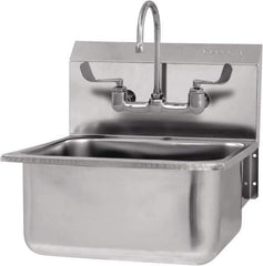 SANI-LAV - 19" Long x 16" Wide Inside, 1 Compartment, Grade 304 Stainless Steel Hand Sink-Wall Mount - 18 Gauge, 21" Long x 20" Wide x 24" High Outside, 10" Deep - USA Tool & Supply