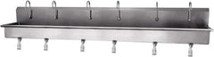 SANI-LAV - 117" Long x 16-1/2" Wide Inside, 1 Compartment, Grade 304 Stainless Steel Hands Free Hand Sink - 16 Gauge, 120" Long x 20" Wide x 18" High Outside, 8" Deep - USA Tool & Supply