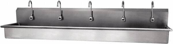 SANI-LAV - 97" Long x 16-1/2" Wide Inside, 1 Compartment, Grade 304 Stainless Steel Hands Free Hand Sink - 16 Gauge, 100" Long x 20" Wide x 18" High Outside, 8" Deep - USA Tool & Supply