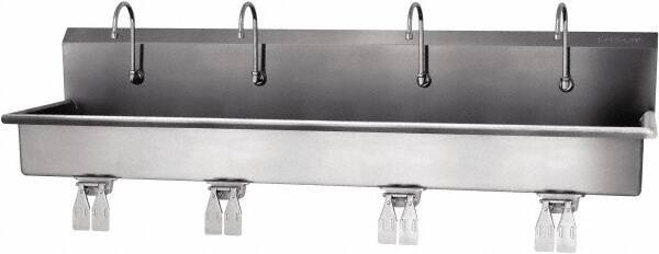 SANI-LAV - 77" Long x 16-1/2" Wide Inside, 1 Compartment, Grade 304 Stainless Steel Hands Free Hand Sink - 16 Gauge, 80" Long x 20" Wide x 18" High Outside, 8" Deep - USA Tool & Supply